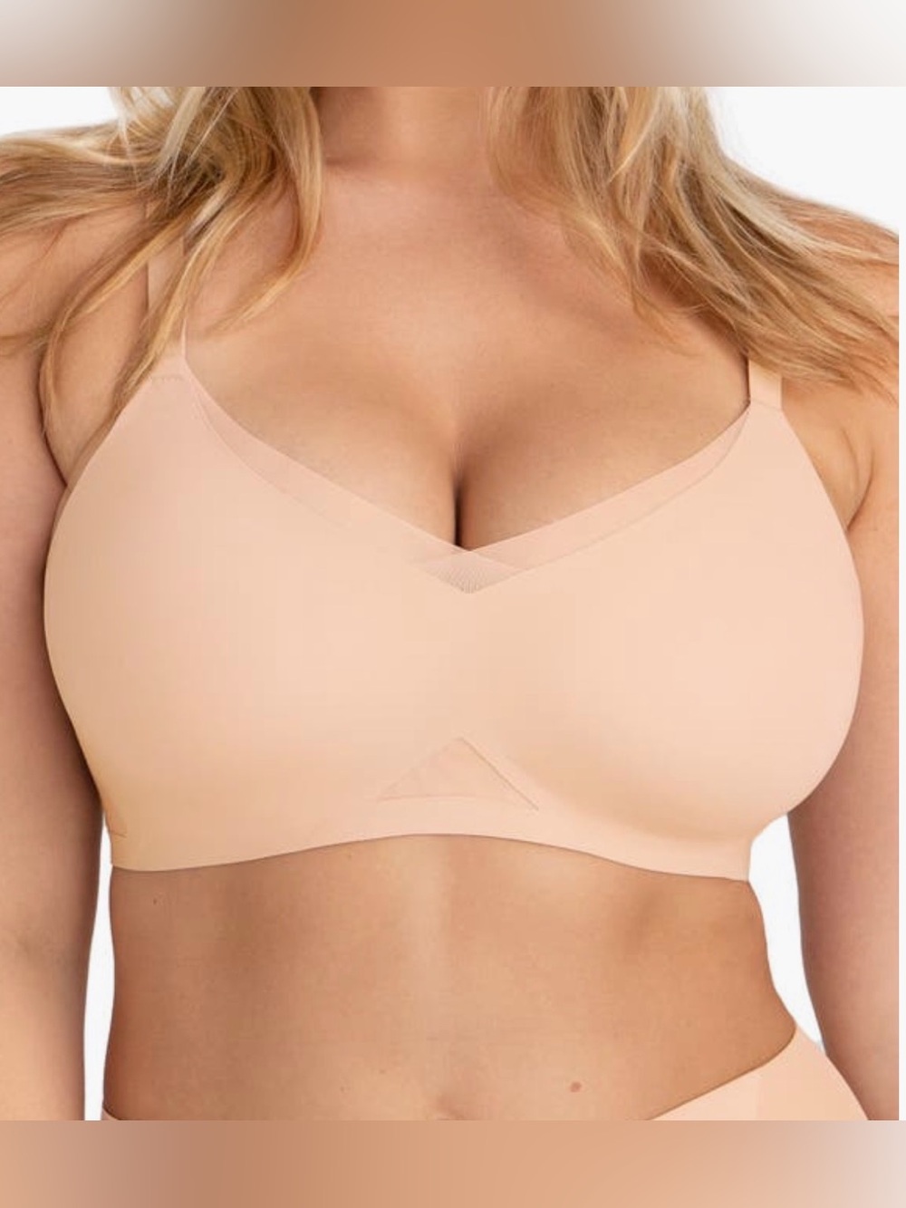 NWT Honeylove Liftwear Crossover Blush Nude Mesh Wireless Bra Size 34B/C
